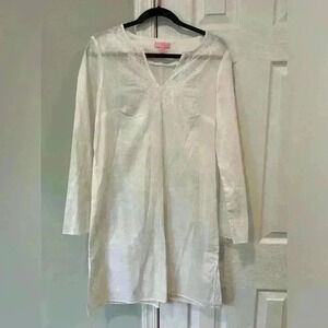 Lilly Pulitzer Elina White Embroidered Tunic Dress & Beach Cover Size S